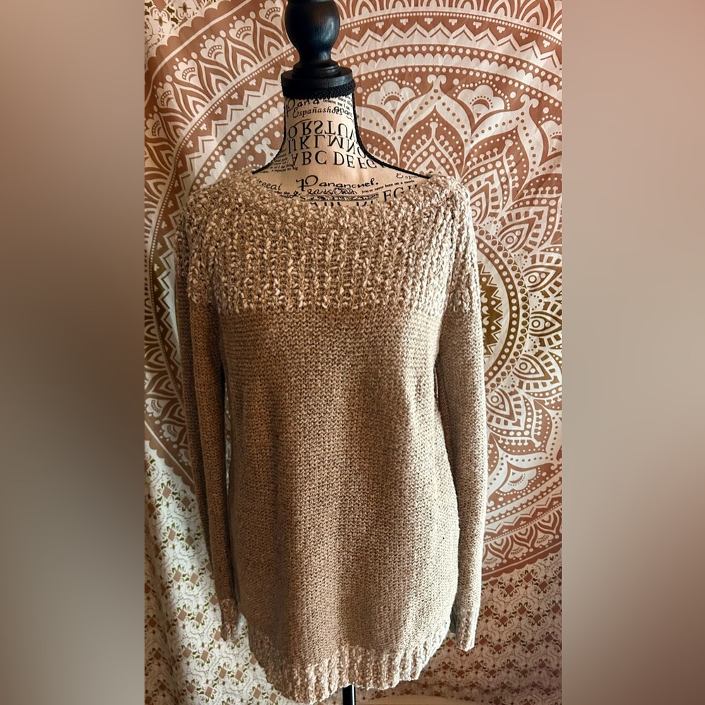FATE Beige & White Marled Chunky Knit Sweater - Size S